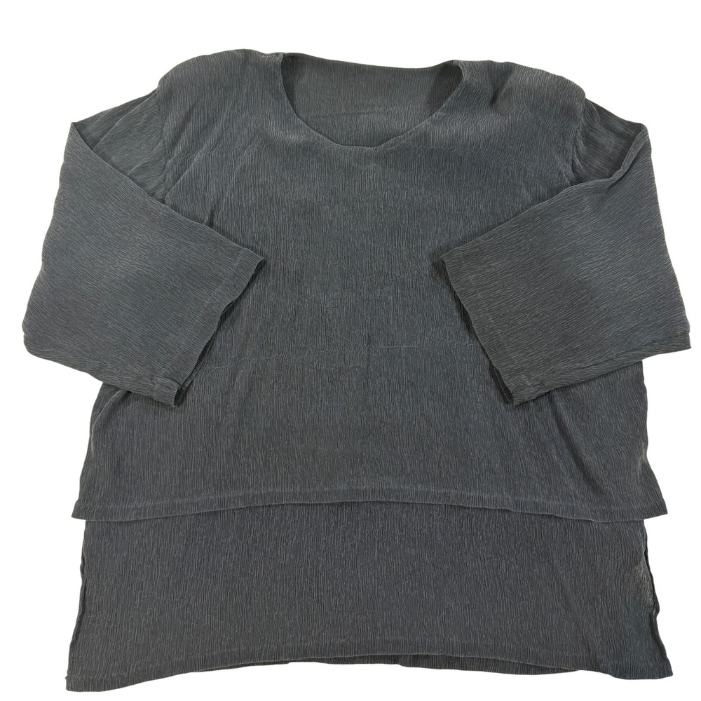 Kiss of the Wolf Hand Painted Textured Tiered Top Blue Gray Art to Wear M Boho